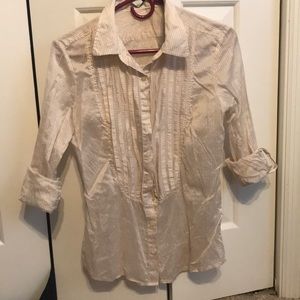Cream and white striped button down